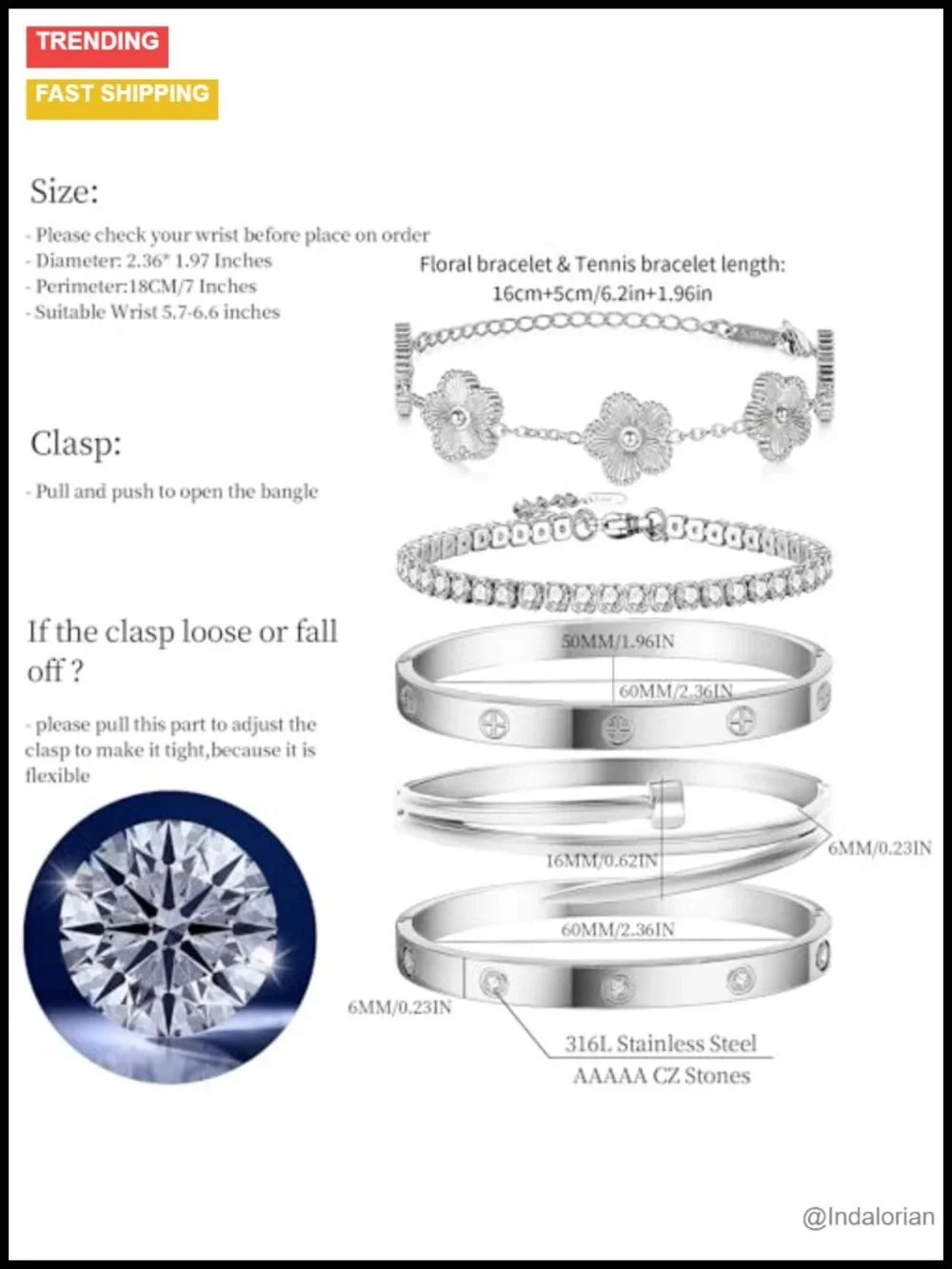 Stackable Stainless Steel Sterling Silver Bangle Bracelet Sets for Women